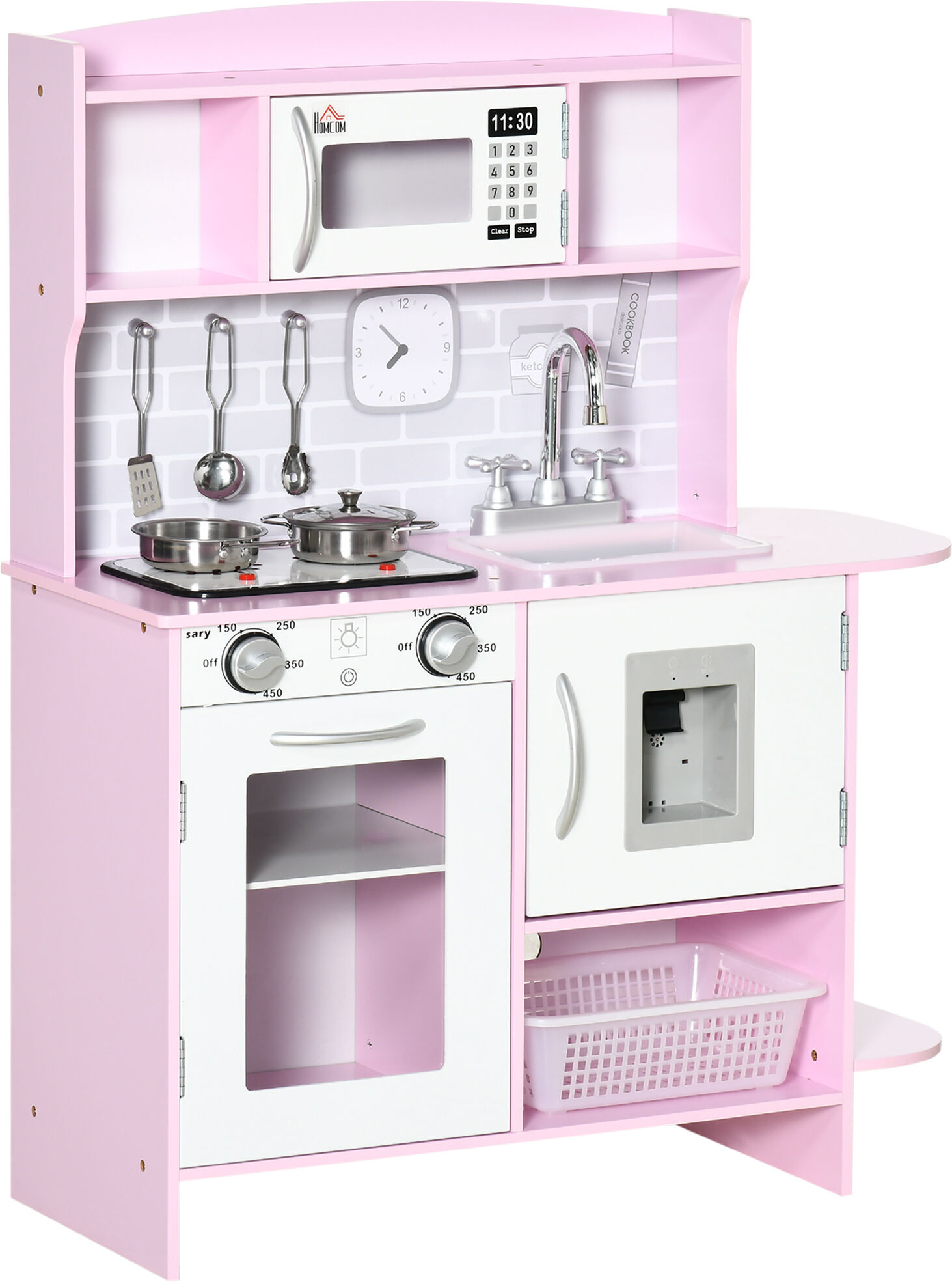 Homcom Cocina de juguete color rosa 70 x 29 x 90 cm