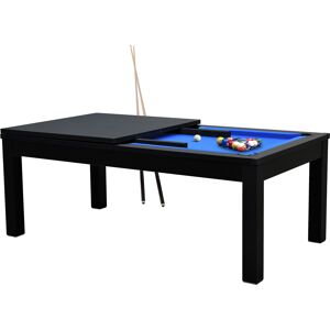 Rendez-Vous Déco Mesa de billar convertible negra con alfombra azul