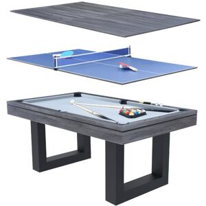 Concept Usine Mesa de juegos multijugador 3 en 1 billar y ping pong de madera gris