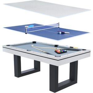 Concept Usine Mesa de juegos multijugador 3 en 1 billar y ping-pong en madera blanca