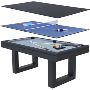 Concept Usine Mesa de juegos multijugador 3 en 1 billar y ping-pong de madera negra