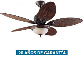 Hunter Ventilador De Techo Con Luz Hunter 24457 Caribbean Breeze Hoja De Palmera / Bronce Desgastado