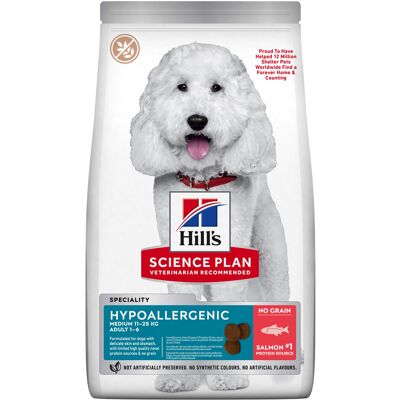 Hill's Science Plan Alimento para Perros Adultos Hipoalergénico de Salmón Raza Mediana - 14kg Hill's Science Plan Alimento para Perros Adultos Hipoalergénico de Salmón Raza Mediana - 14kg