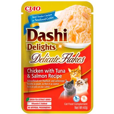 Dashi Delights Pollo atún salmón - Láminas delicadas 40g Dashi Delights Pollo atún salmón - Láminas delicadas 40g