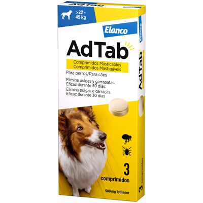 AdTab Comprimidos Masticables Antiparasitarios - 900mg - Para Perros 22-45kg AdTab Comprimidos Masticables Antiparasitarios - 900mg - Para Perros 22-45kg