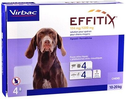Virbac Effitix  spot On M (10 - 20kg) 24 Pipetas Virbac Effitix  spot On M (10 - 20kg) 24 Pipetas