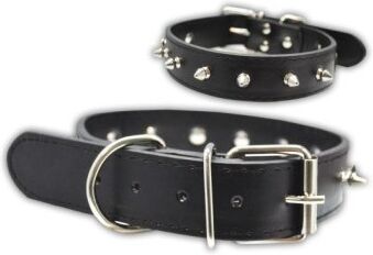 Complementos Collar En Cuero Negro Con Placa Y Picos En Metal (3,5x65cm) Complementos Collar En Cuero Negro Con Placa Y Picos En Metal (3,5x65cm)