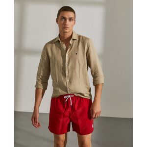 Lion of Porches Pantalones cortos de baño para hombre de corte regular con cintura elástica y cordón de ajuste Rojo