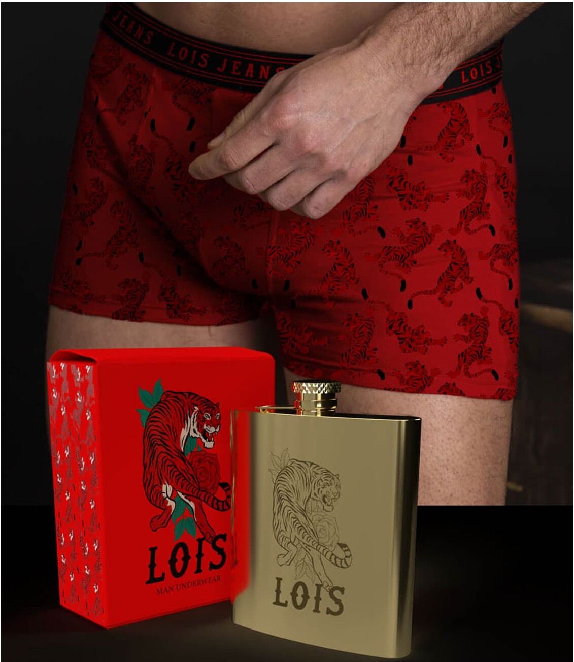 Boxer + Petaca Regalo LOIS 48441 M Rojo