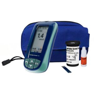 Pack Lactate Scout Vet: analizador Lactate Scout Vet, 24 tiras reactivas y un bote de solución de control (4,5 – 5,6 mmol/L)