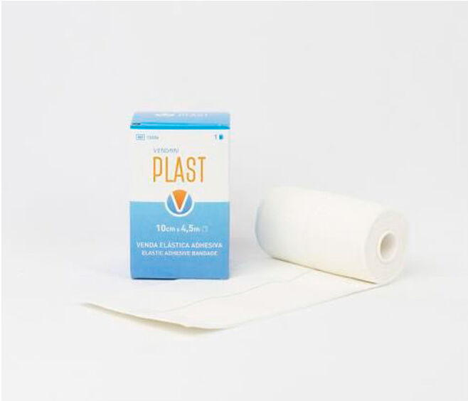 Vendari Plast 10cm x 4,5 metros: venda elástica adhesiva de algodón (UNIDAD)