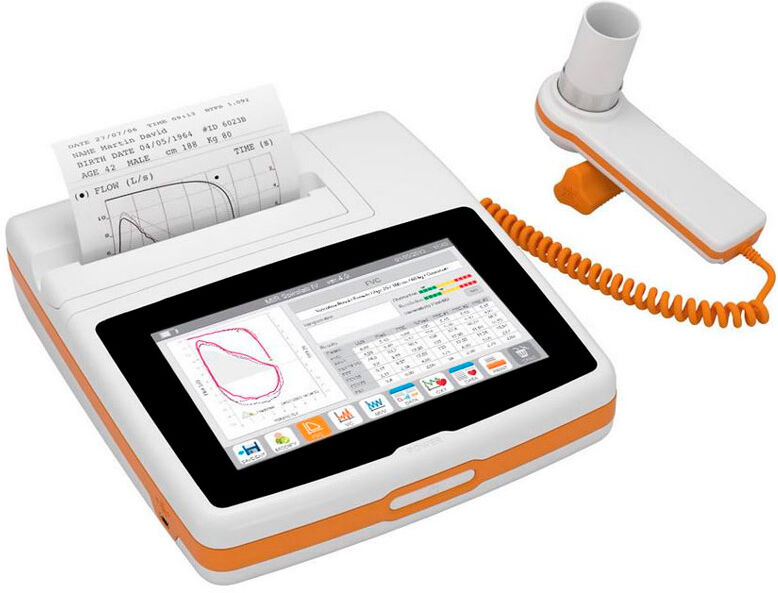 Espirómetro portátil Spirolab New: con oximetría opcional y pantalla de alta definición, Bluetooth y 60 turbinas desechables