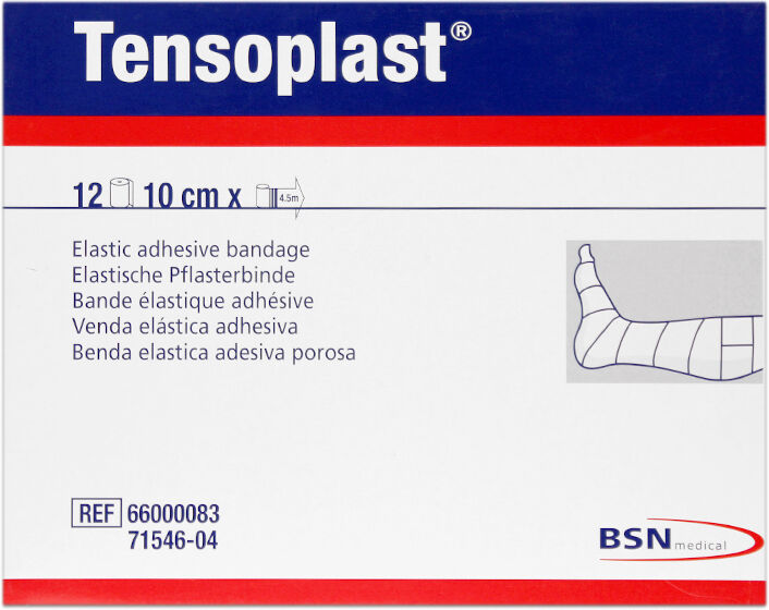 Tensoplast 10 cm x 4,5 metros: Venda elástica adhesiva (Caja 12 unidades)