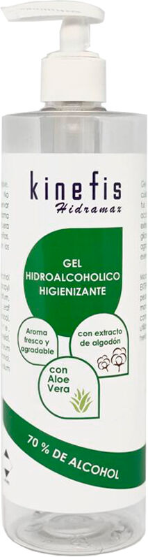 Gel Hidroalcohólico higienizante Perfumado Kinefis Hidramax con aloe vera y extracto de algodón 500ml