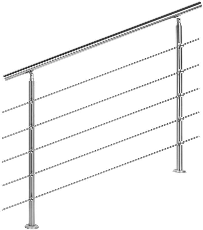WILTEC Barandilla acero inox 5 varillas 120cm Pasamanos escalera Parapeto WILTEC Barandilla acero inox 5 varillas 120cm Pasamanos escalera Parapeto