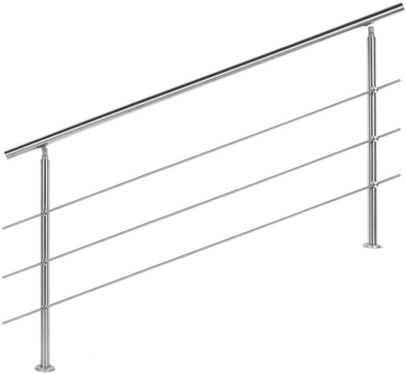 Wiltec - Barandilla acero inox 3 varillas 180cm Pasamanos escalera Wiltec - Barandilla acero inox 3 varillas 180cm Pasamanos escalera