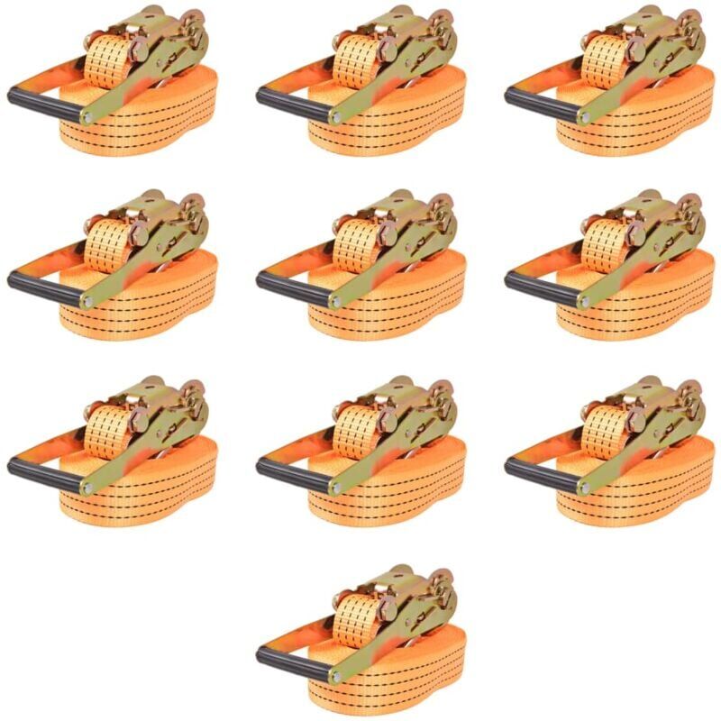 VIDAXL Correas de Sujeción de Trinquete 10 Unidades 2T 8mx50mm Naranja VIDAXL Correas de Sujeción de Trinquete 10 Unidades 2T 8mx50mm Naranja
