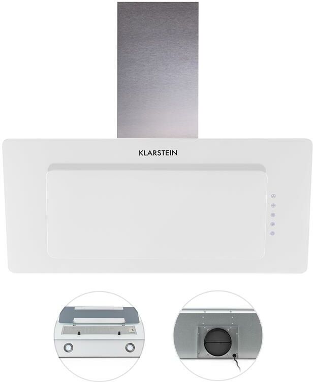 KLARSTEIN Lorea Campana extractora Plana 90cm 280 m³/h Táctil Vidrio color blanco KLARSTEIN Lorea Campana extractora Plana 90cm 280 m³/h Táctil Vidrio color blanco