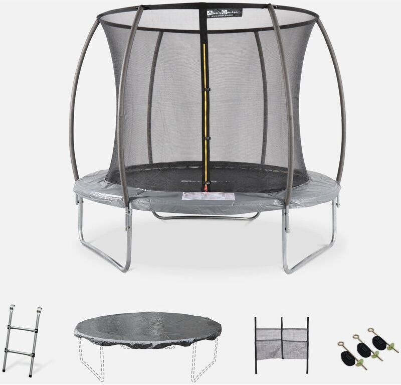 Alice's Garden - Cama elástica redonda Ø 250 cm gris con red de Alice's Garden - Cama elástica redonda Ø 250 cm gris con red de