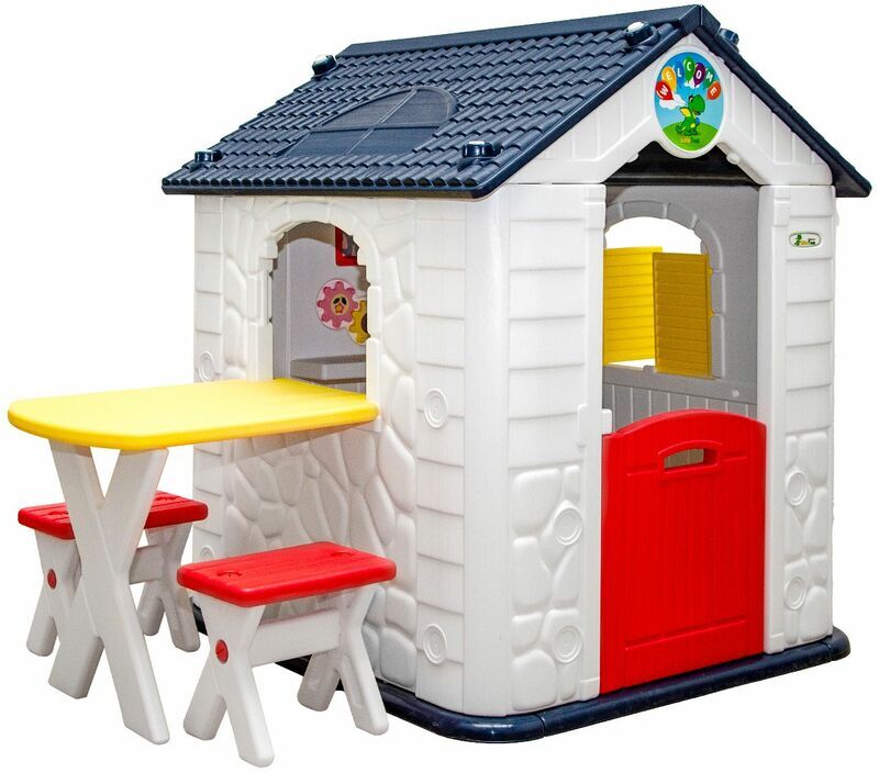 LITTLETOM Casa de Juegos con Mesa para Niños1 Año Cabaña Jardín Exterior Interio