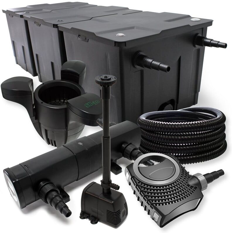 Wiltec - Set: Filtro de Estanque hasta 90000l Clarificador UV 18W Bomba Wiltec - Set: Filtro de Estanque hasta 90000l Clarificador UV 18W Bomba