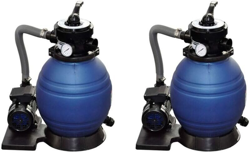 vidaXL Bombas de filtro de arena 2 unidades 400 W 11000 l/h - Blu vidaXL Bombas de filtro de arena 2 unidades 400 W 11000 l/h - Blu