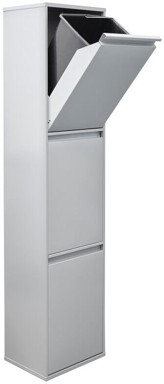 ARREGUI Basic Cubo de basura y reciclaje de acero de 3 cubos, gris claro ARREGUI Basic Cubo de basura y reciclaje de acero de 3 cubos, gris claro
