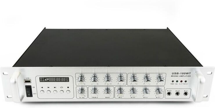 BEMATIK Amplificador para sonorización profesional de 180W 110V 4 zonas con MIC BEMATIK Amplificador para sonorización profesional de 180W 110V 4 zonas con MIC