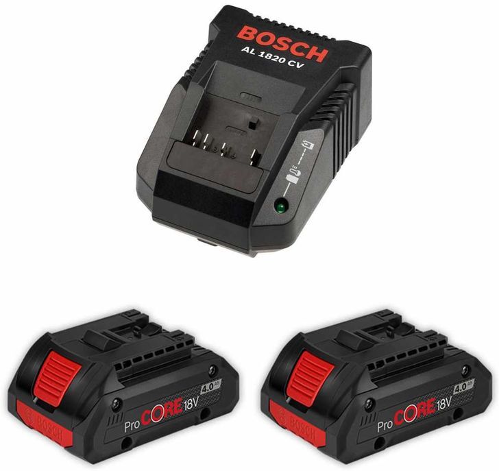 BOSCH Power Set BOSCH (2 x 18V 4,0 Ah ProCORE + AL1820CV) BOSCH Power Set BOSCH (2 x 18V 4,0 Ah ProCORE + AL1820CV)