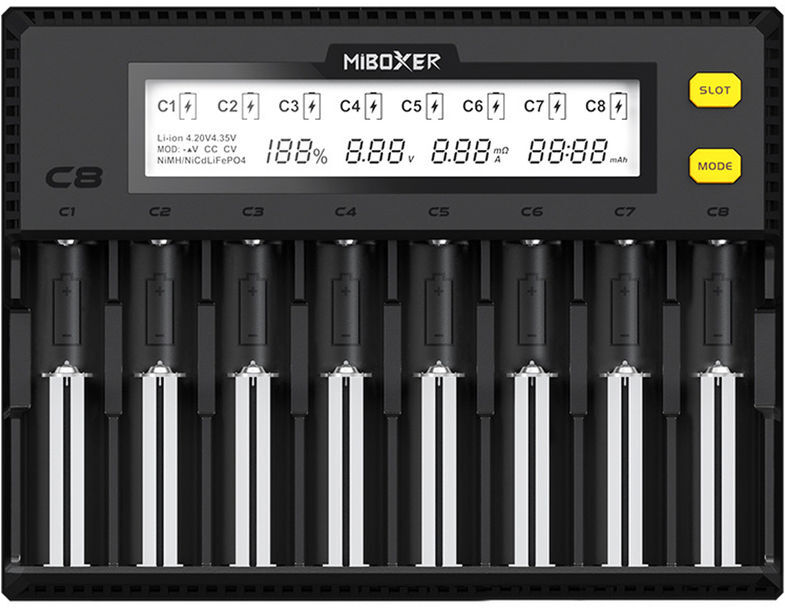 ASUPERMALL Universal inteligente 1.5A 8 Bay cargador de bateria, de Li-ion 18650 ASUPERMALL Universal inteligente 1.5A 8 Bay cargador de bateria, de Li-ion 18650