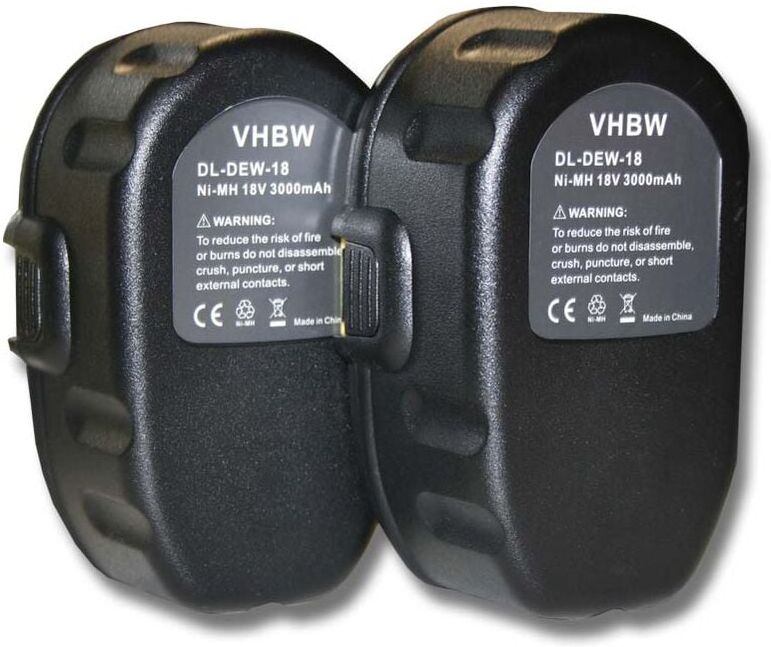 VHBW 2x batería Ni-MH 3000mAh (18V) para herramienta DC988KA, DC988KB, VHBW 2x batería Ni-MH 3000mAh (18V) para herramienta DC988KA, DC988KB,