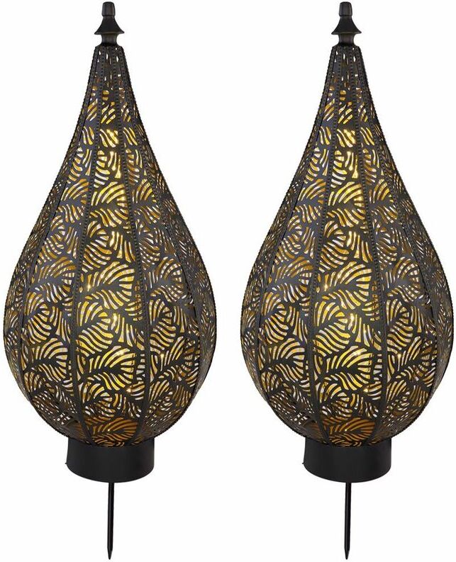 ETC-SHOP 2x LED solar enchufable lámpara de punta de tierra trenza lámparas de ETC-SHOP 2x LED solar enchufable lámpara de punta de tierra trenza lámparas de