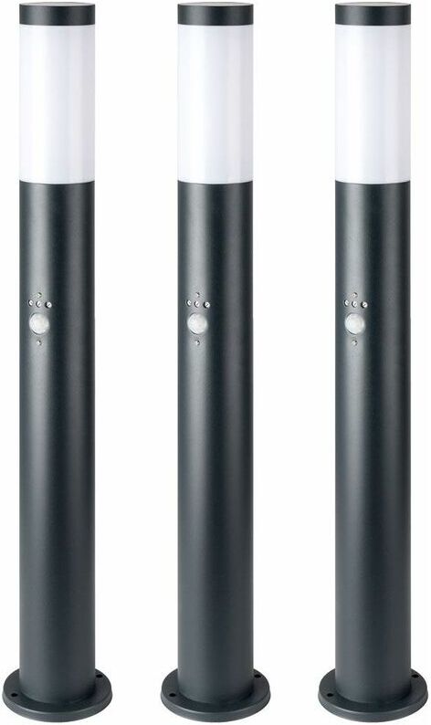 ETC-SHOP 3x lámpara de pie al aire libre soporte base terraza detector de ETC-SHOP 3x lámpara de pie al aire libre soporte base terraza detector de