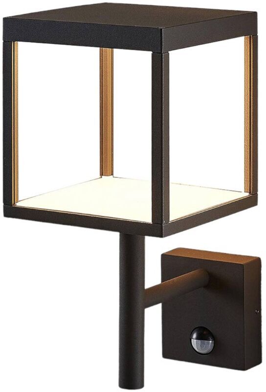 LUCANDE Aplique LED para exterior Cube grafito, con sensor LUCANDE Aplique LED para exterior Cube grafito, con sensor