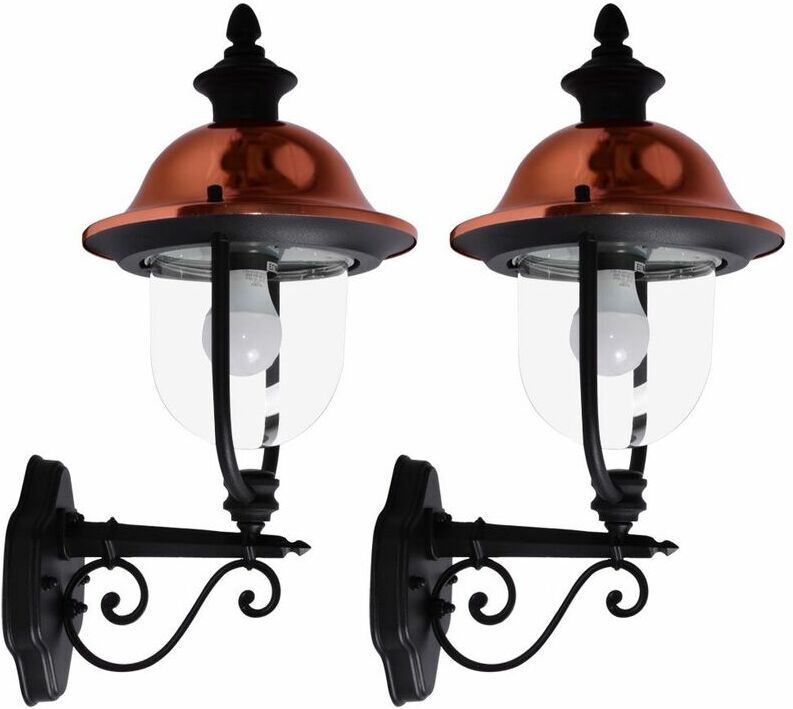 ETC-SHOP Conjunto de 2 apliques de estilo country faroles exteriores focos ETC-SHOP Conjunto de 2 apliques de estilo country faroles exteriores focos