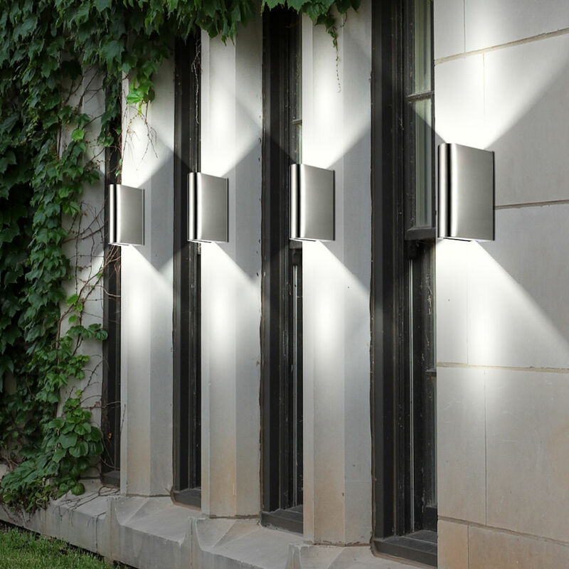 ETC-SHOP Conjunto de 4 iluminación al aire libre LED apliques látigo de acero ETC-SHOP Conjunto de 4 iluminación al aire libre LED apliques látigo de acero