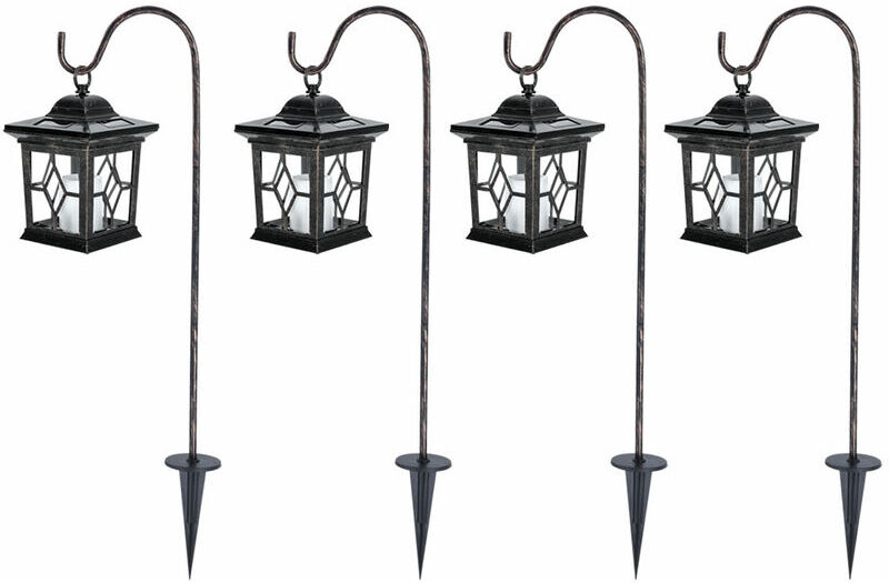 ETC-SHOP Conjunto de 4 Soportes Solares LED Lámparas de Pie de Jardín Pico de ETC-SHOP Conjunto de 4 Soportes Solares LED Lámparas de Pie de Jardín Pico de