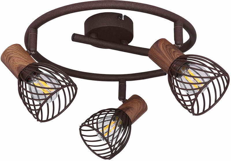 Globo - Foco de techo color óxido, forma de e, madera marrón oscuro Globo - Foco de techo color óxido, forma de e, madera marrón oscuro