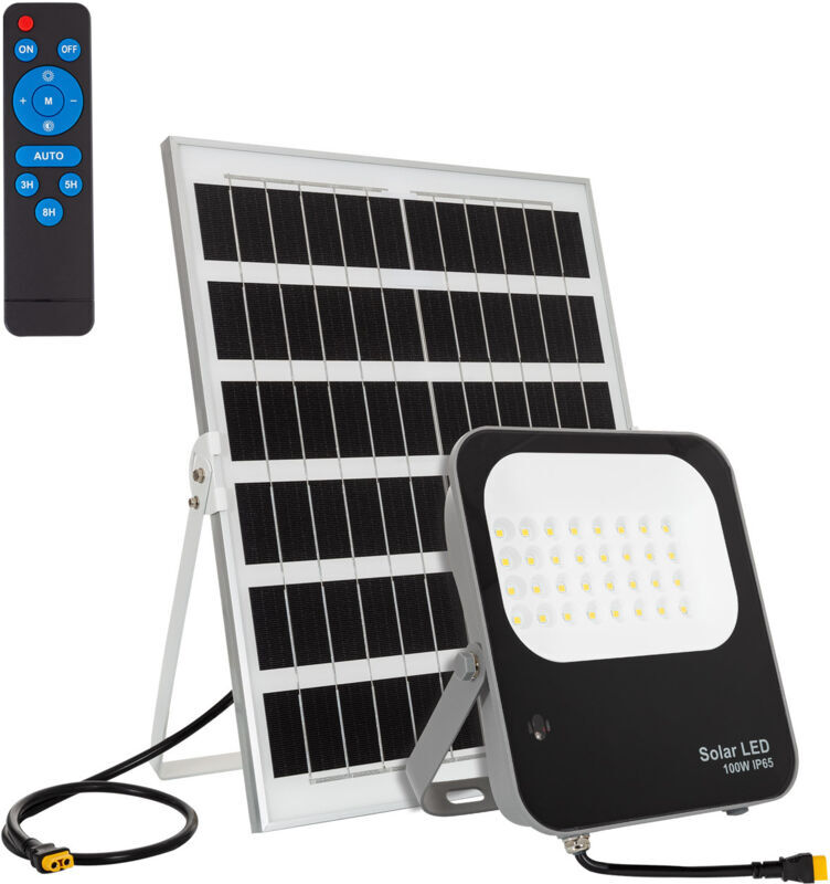 EFECTOLED Foco Proyector LED Solar 100W 170lm/W IP65 con Control Remoto Blanco EFECTOLED Foco Proyector LED Solar 100W 170lm/W IP65 con Control Remoto Blanco