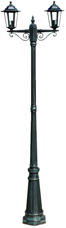 Hommoo Farola de jardín 2 brazos 215 cm verde oscuro/negro aluminio Hommoo Farola de jardín 2 brazos 215 cm verde oscuro/negro aluminio