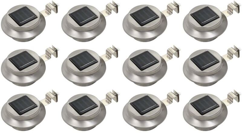 HOMMOO Lámparas solares LED de exterior 12 uds. redondas 12 cm blanco - Hommoo HOMMOO Lámparas solares LED de exterior 12 uds. redondas 12 cm blanco - Hommoo