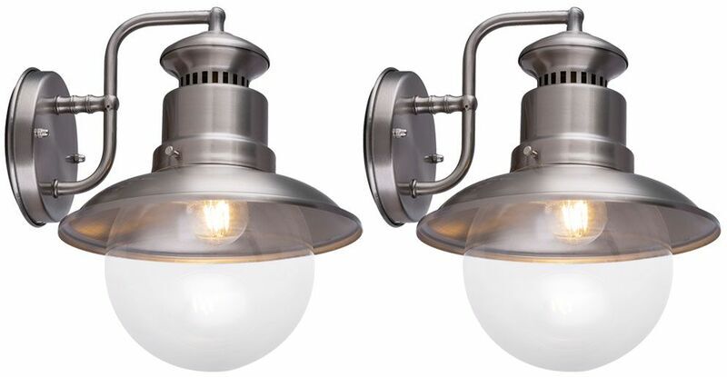 ETC-SHOP Juego de 2 lámparas de pared para áreas al aire libre, acero ETC-SHOP Juego de 2 lámparas de pared para áreas al aire libre, acero