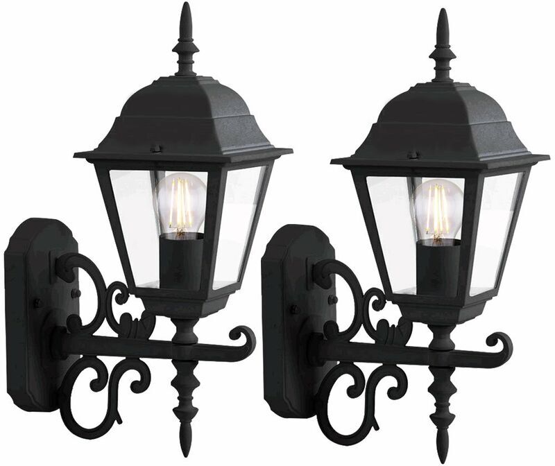 ETC-SHOP Juego de 2 lámparas de pared para exteriores filamento porche linternas ETC-SHOP Juego de 2 lámparas de pared para exteriores filamento porche linternas