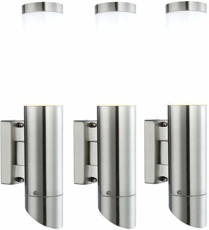 ETC-SHOP Juego de 3 lámparas de exterior que iluminan apliques de acero ETC-SHOP Juego de 3 lámparas de exterior que iluminan apliques de acero
