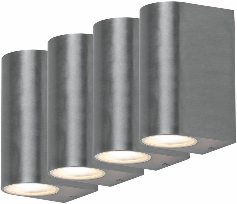 ETC-SHOP Juego de 4 LED ALU Arriba luces de pared fachadas iluminación terrazas ETC-SHOP Juego de 4 LED ALU Arriba luces de pared fachadas iluminación terrazas