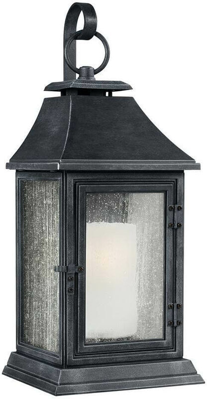 02-elstead - Lámpara de pared Shepherd, zinc oscuro y vidrio, muy grande 02-elstead - Lámpara de pared Shepherd, zinc oscuro y vidrio, muy grande