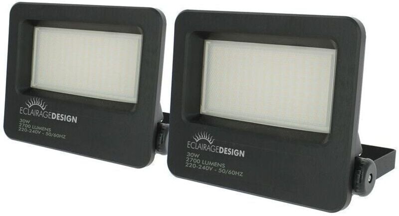 ECLAIRAGE DESIGN Lote de 2 reflectores LED para exteriores 30W Alto brillo 2700 lúmenes ECLAIRAGE DESIGN Lote de 2 reflectores LED para exteriores 30W Alto brillo 2700 lúmenes