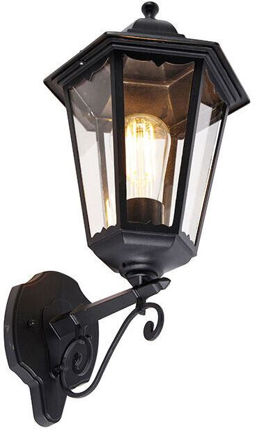 QAZQA Clásico/Antiguo Buiten wandlantaarn zwart IP44 - New Orleans Up Acero QAZQA Clásico/Antiguo Buiten wandlantaarn zwart IP44 - New Orleans Up Acero