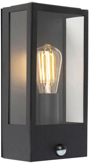 QAZQA + Moderno Aplique negro movimiento IP44 - ROTTERDAM 1 Vidrio /Acero QAZQA + Moderno Aplique negro movimiento IP44 - ROTTERDAM 1 Vidrio /Acero