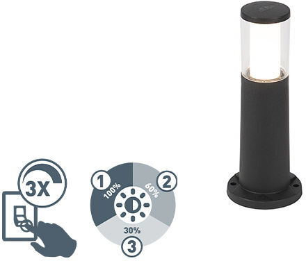 QAZQA Moderno Baliza moderna negra 40cm 1x GU10 regulable-3-estados QAZQA Moderno Baliza moderna negra 40cm 1x GU10 regulable-3-estados